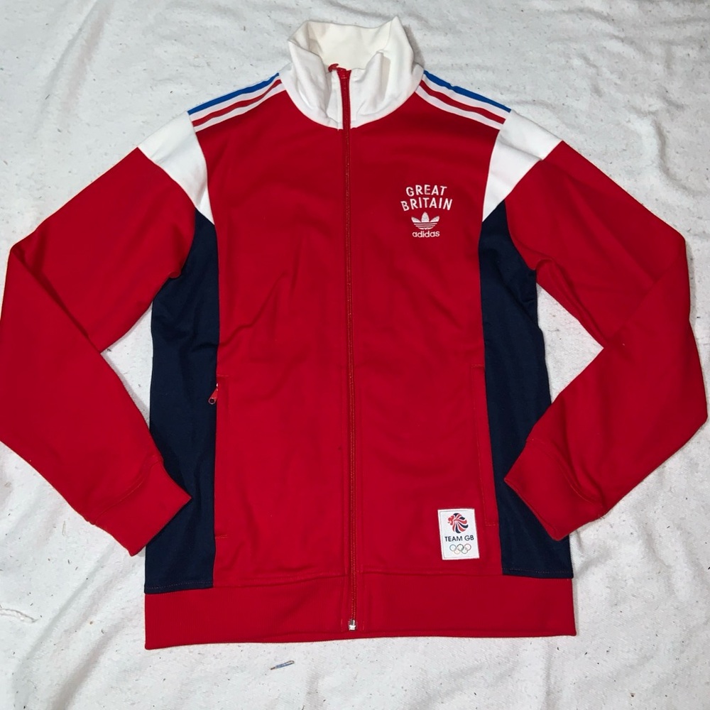 Adidas Originals Team Great Britain Olympics Jacket Red Track Full Zip Mens Sz M